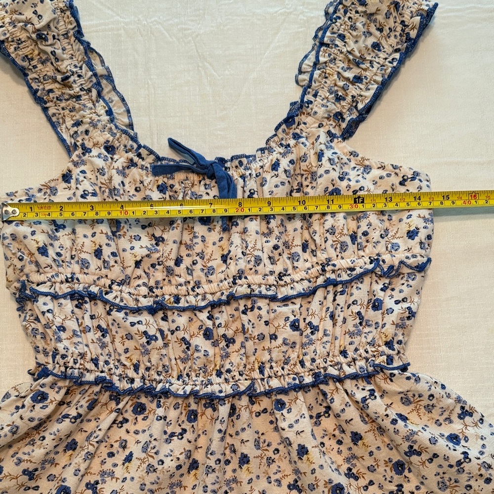 Japna Women's Blue Beige Floral Ruched Sundress Size M - Picture 13 of 14